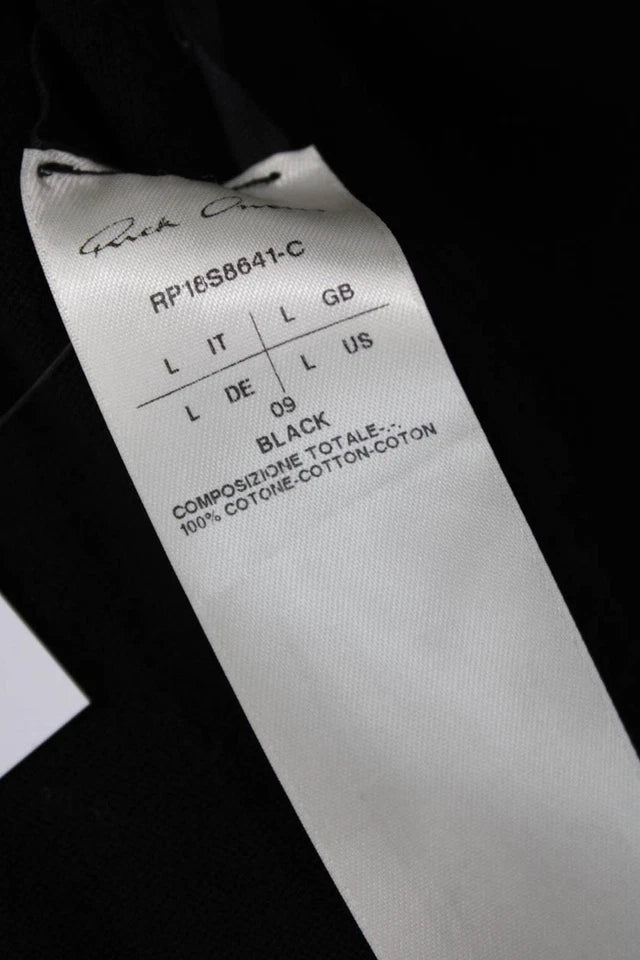 Rick Owens Paris. Black Long Sleeve Ribbed Trim Open Cardigan Sweater