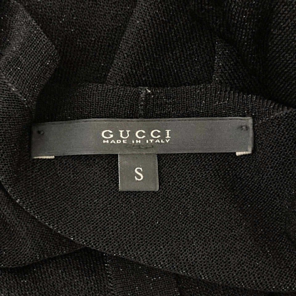 GUCCI ITALY. Black semi-sheer knit cardigan