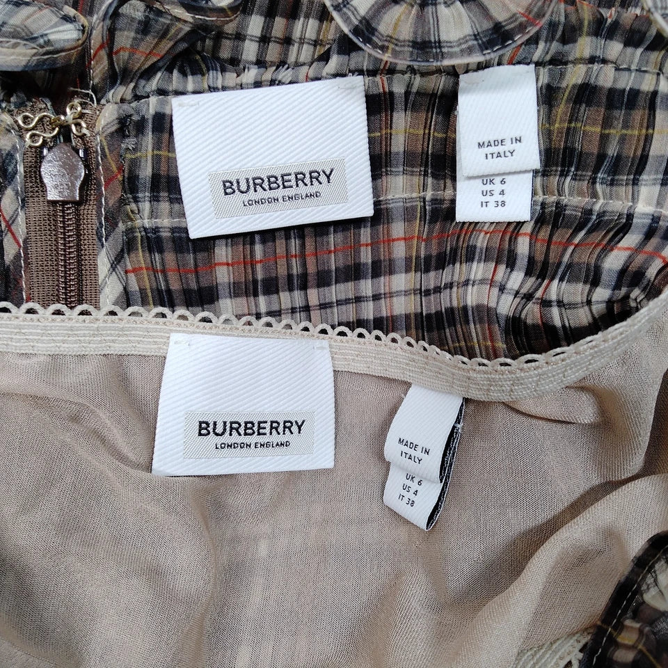 Burberry UK. Vintage Plaid Maxi Rayon Blend Skirt