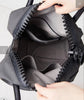 KAWA KAWA JAPAN. New. Black Leather Big Lucite Zipper Shoulder Bag / Tote bag