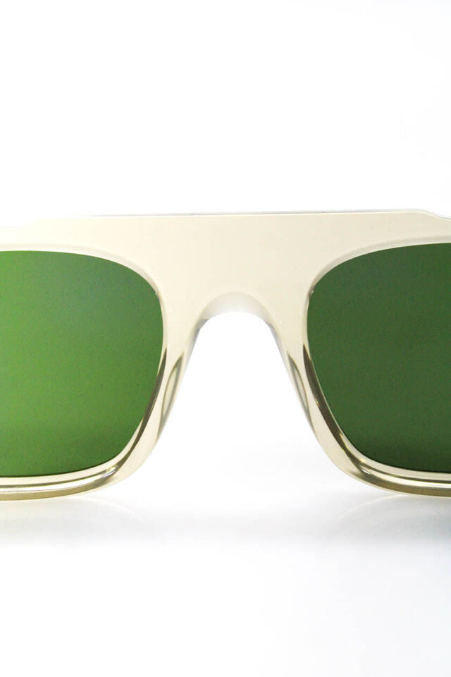 Thierry Lasry Paris. NEW. NWOT. Square Fatality Clear Translucent Acetate Sunglasses Green Lenses