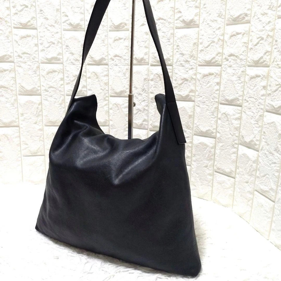Kawa-Kawa Japan. Black Lambskin Soft Leather Shoulder Bag