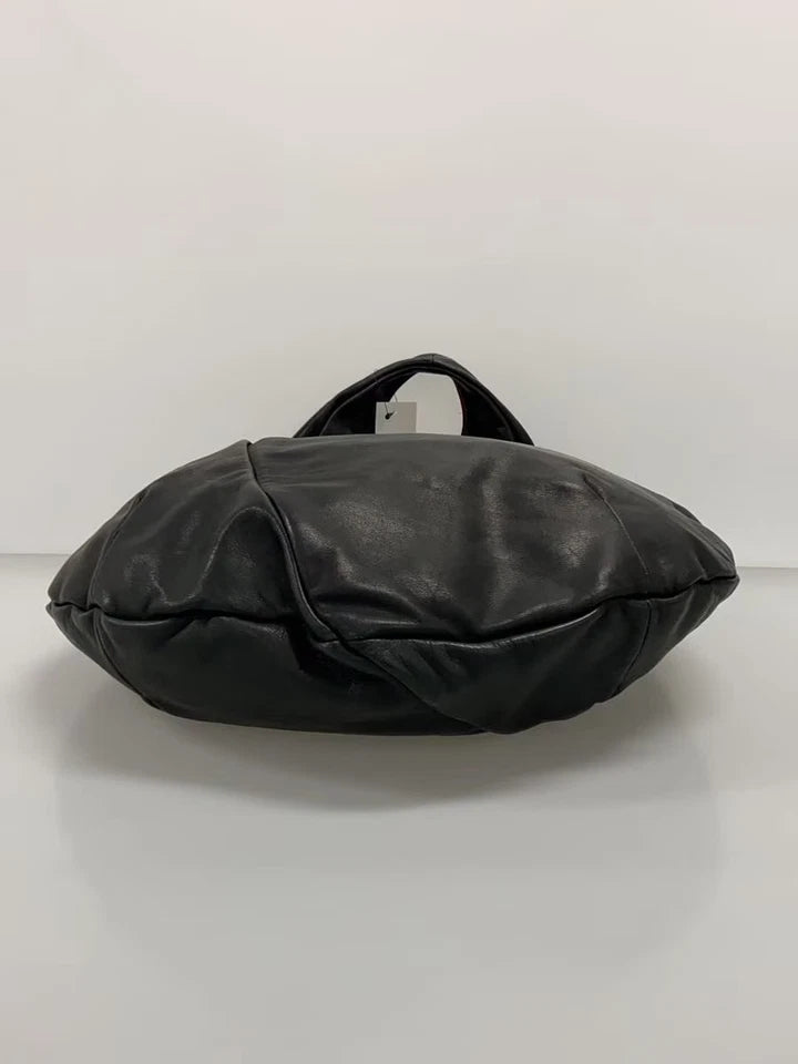 KAWA-KAWA JAPAN. One Shoulder Hobo Style Black Leather Shoulderbag