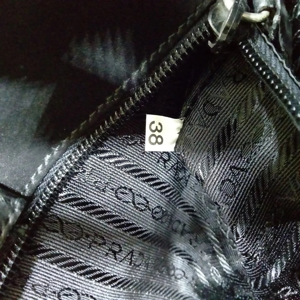 Prada Italy. Gray Leather Shoulder Bag