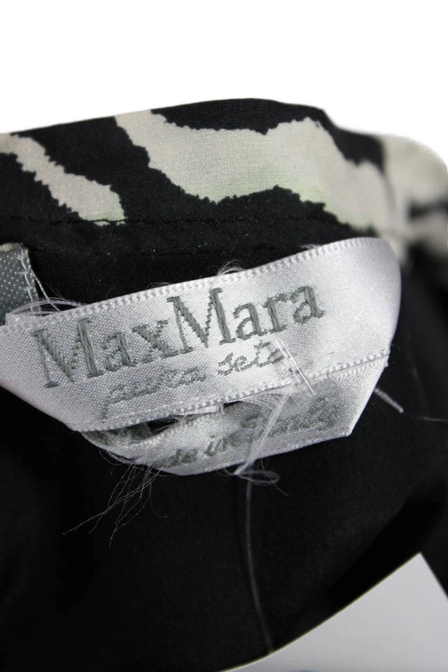 Max Mara Italy. Silk Blend Pleated Animal Print Knee Length Skirt
