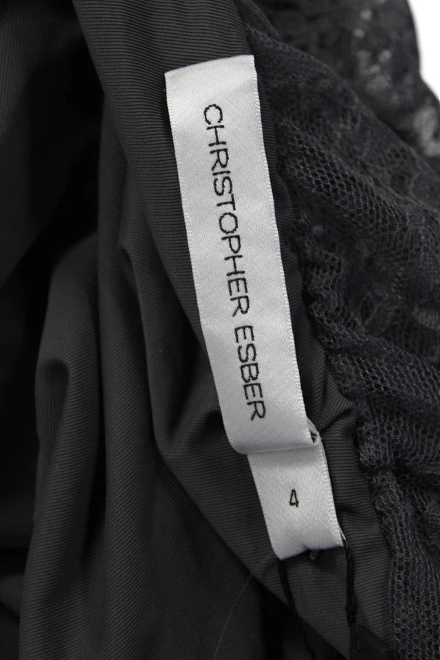 Christopher Esber Sydney. Black Strapless Semi-Sheer Slip Dress