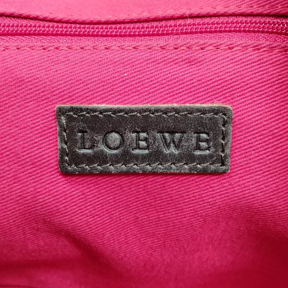 LOEWE Madrid. Dark Brown Leather w/Pink Accents Shoulder Bag / Hand Bag