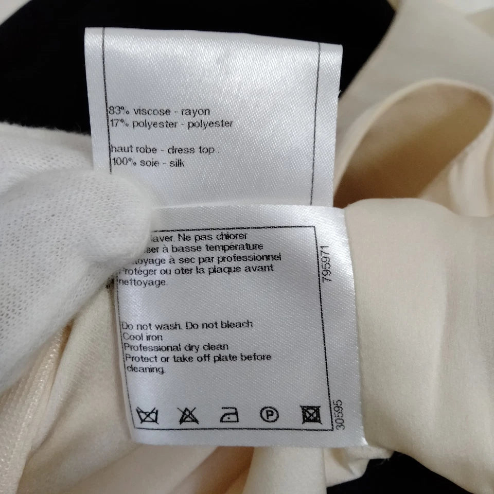 Chanel Paris. Black/White Silk/Poly Blend Sleeveless Dress