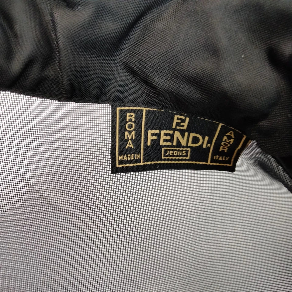 Fendi ITALY. Black Nylon Back FENDI LOGO Jacket
