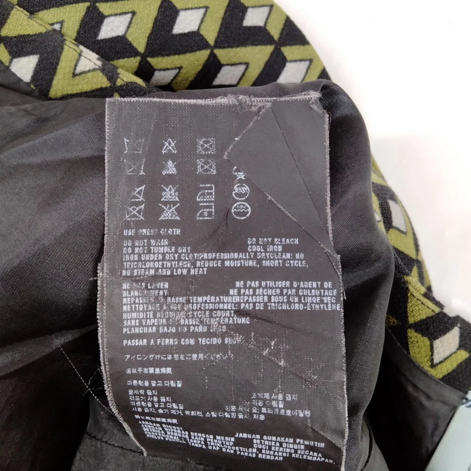 Prada Italy. Wook, Cupro, Silk Geometric Print Dress