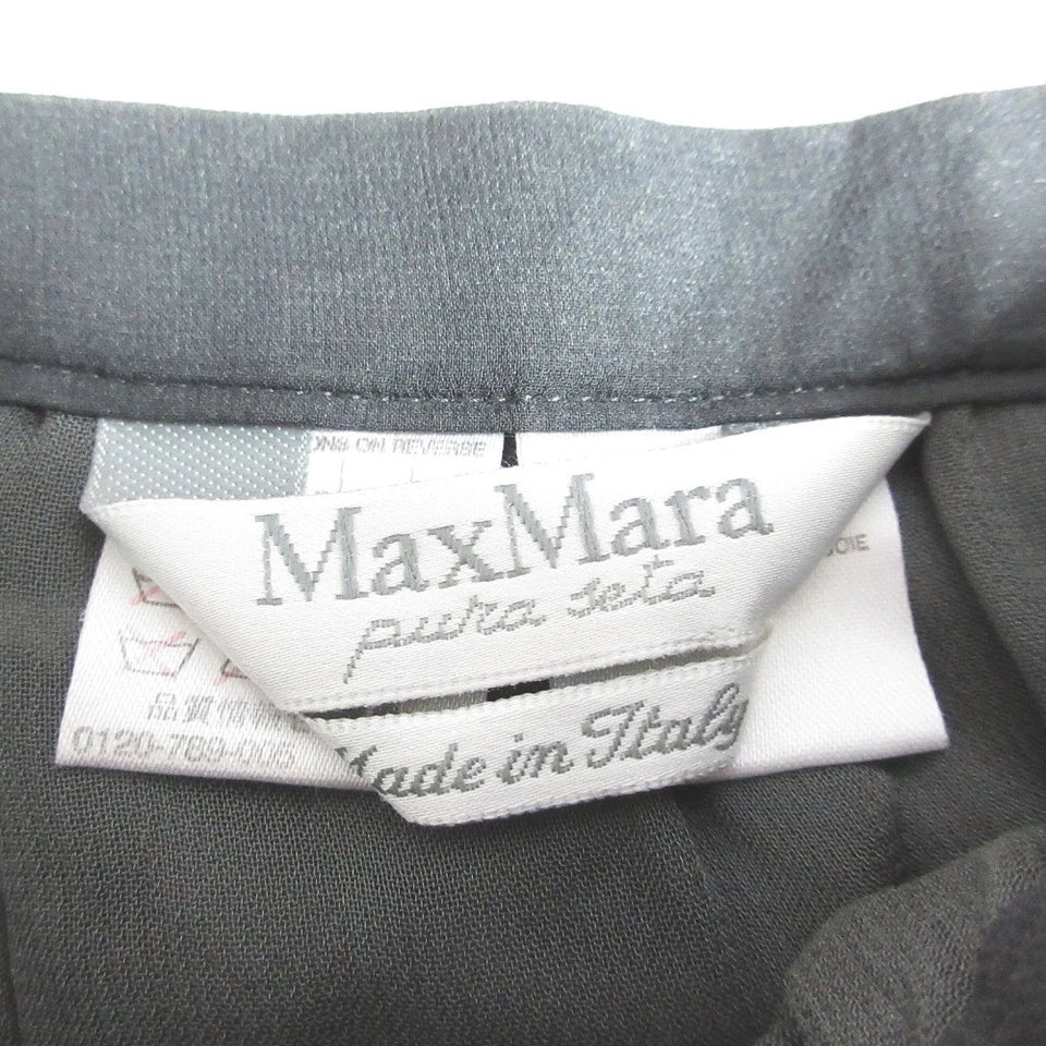 MAX MARA ITALY. Gray 100% silk tie-dye striped midi skirt