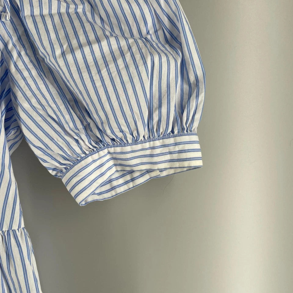 NICE CLAUP JAPAN. Cotton Striped One Piece Tiered Dress