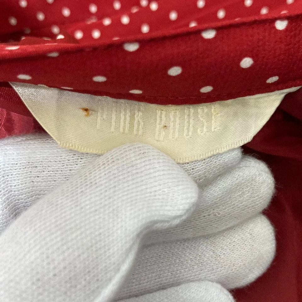 Pink House Japan. Red Dot Pleated Long Skirt