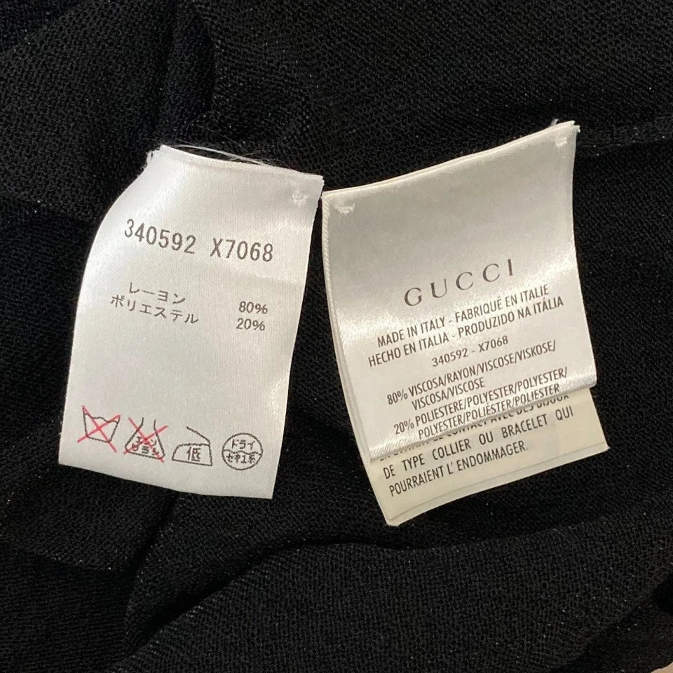 GUCCI ITALY. Black semi-sheer knit cardigan