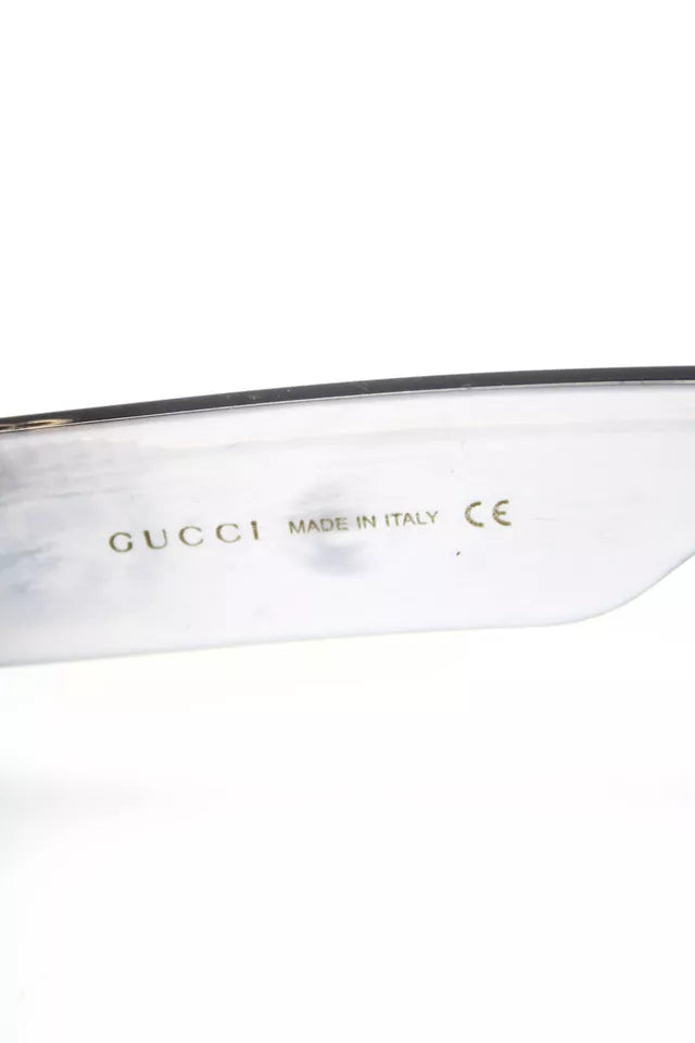 Gucci Italy. Gold Logo GG Gray Rectangular Frame Foldable Sunglasses