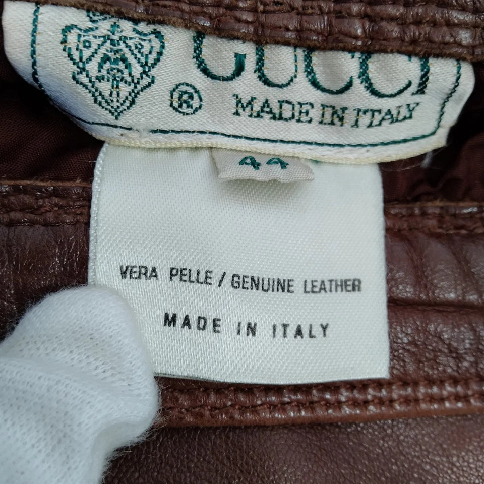 Gucci Italy. Brown Leather Cut/Sew Skirt
