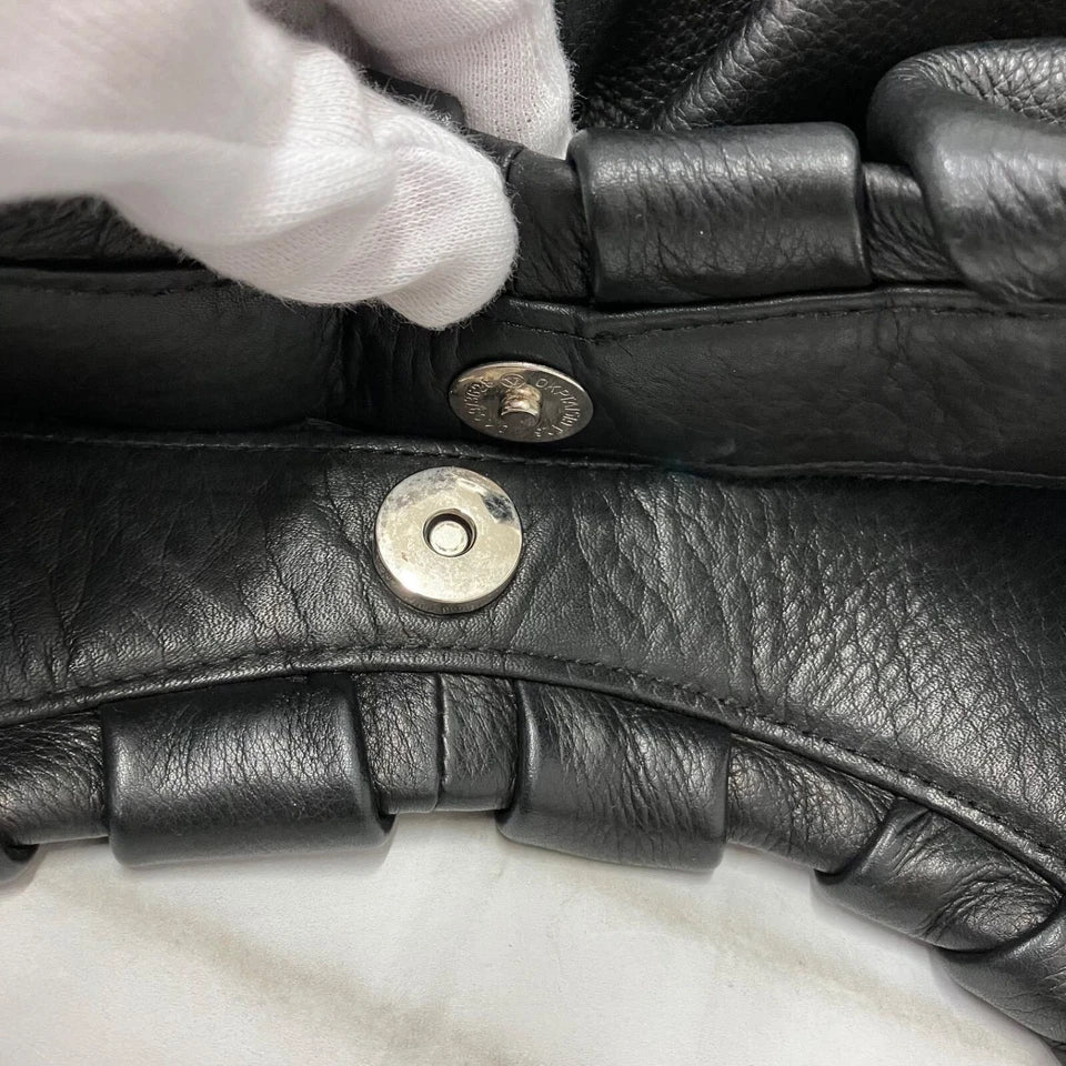 MICHIAMO JAPAN. Black Leather Shoulder Bag / Tote Bag