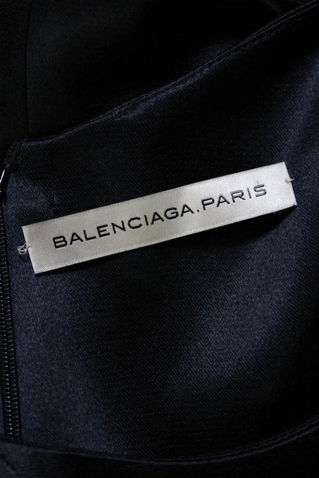 Balenciaga Paris Black/Ivory Silk Sequined Sleeveless Dress