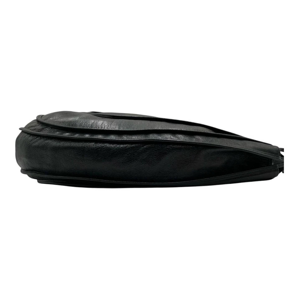 MICHIAMO JAPAN. Black Extra Large Hobo Style Lambksin Leather Shoulderbag