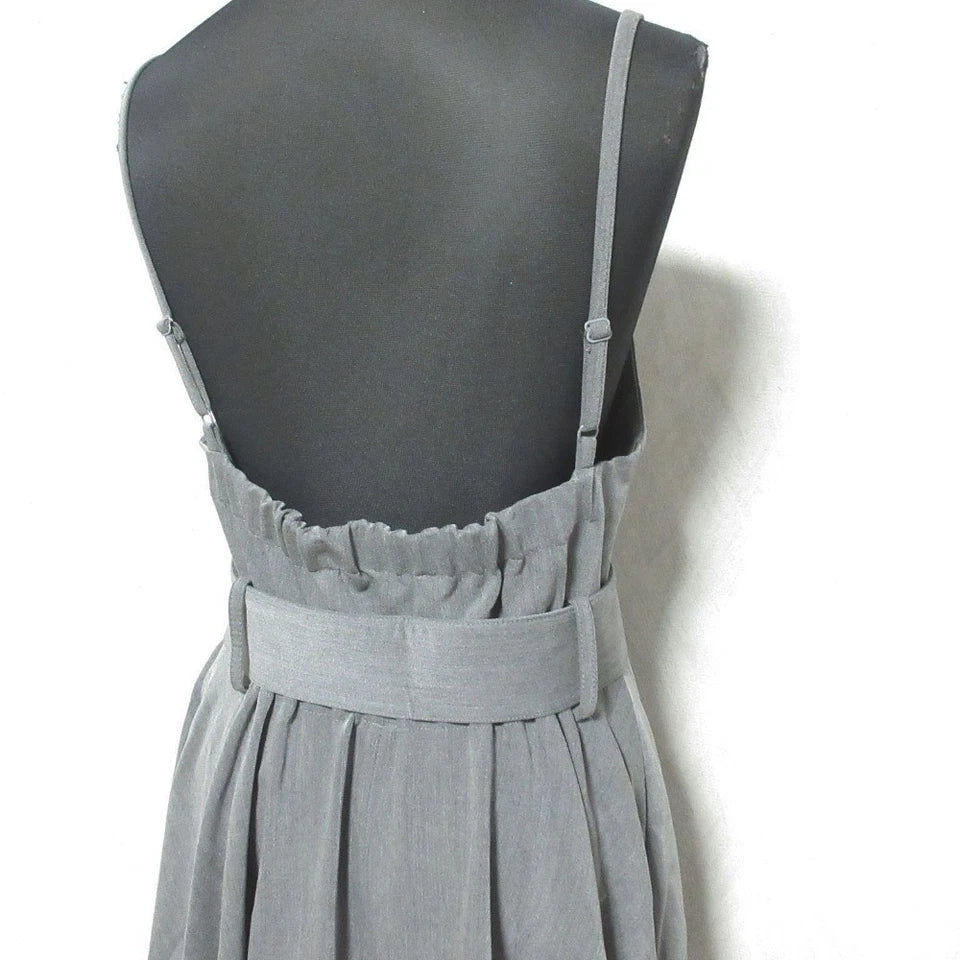 Noela Japan. Gray Volume Flare Belted Cami Slip Dress