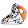 Chesterfield's London. Vintage Arts & Crafts (1930s) English Natural Domed Carnelian Leaf Sterling Silver s 7 Ring