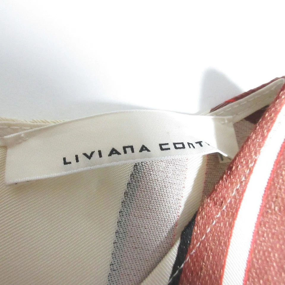 LIVIANA CONTI ITALY. Beige Rayon Check Sleeveless Dress