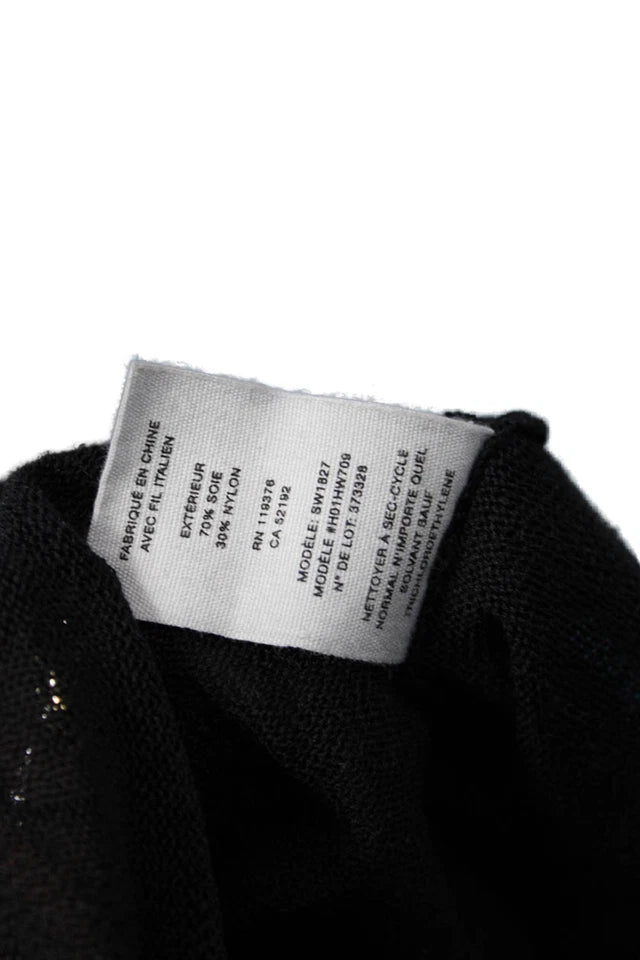 Helmut Lang NY. Black Vintage  V-Neck 3/4 Sleeve Silk Blend Top
