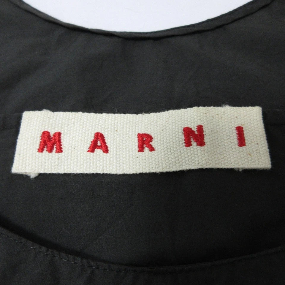 MARNI Italy. Charcoal Gray Cotton Blend Tiered Sleeveless Blouse