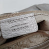 Ferragamo Italy. Gray Metallic Pebbled Leather Shoulder Bag / Hand Bag