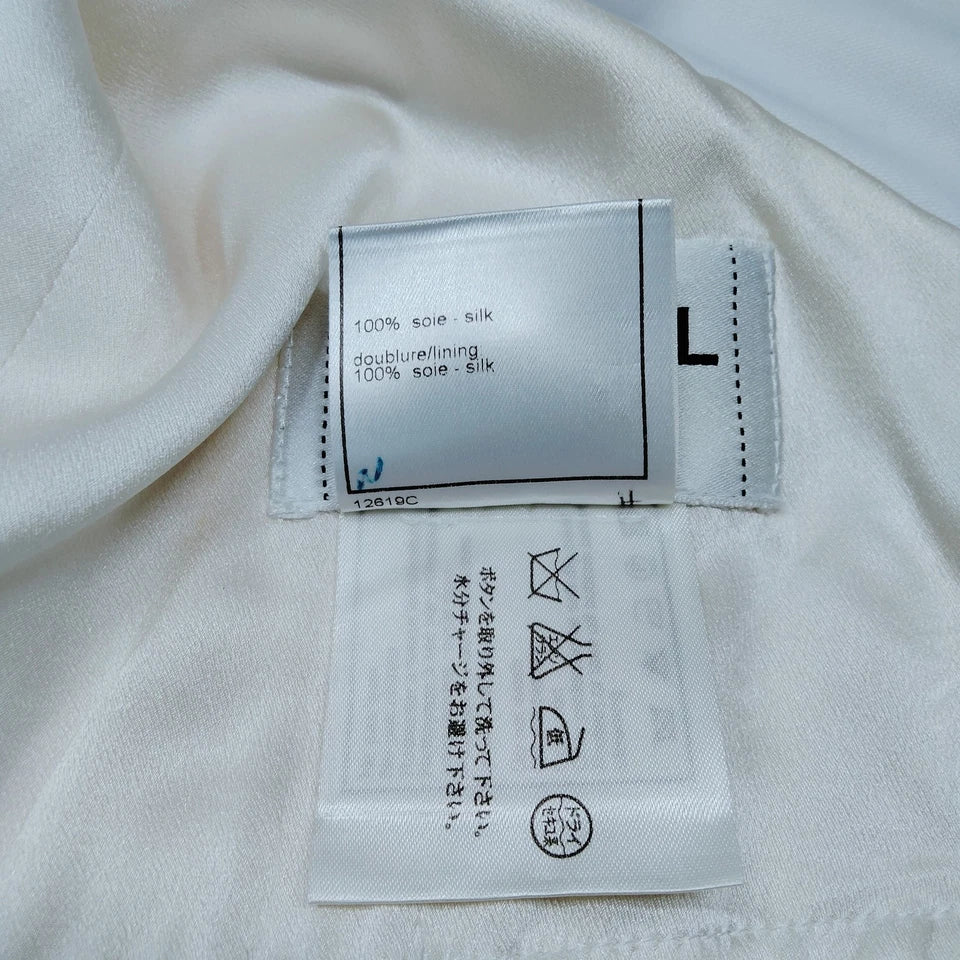 Chanel Paris. Vintage White Silk Blouse Top