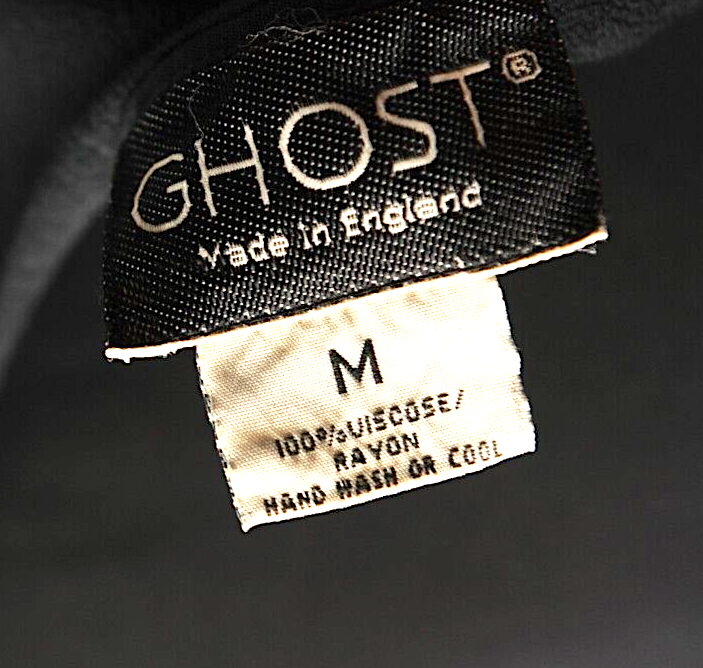 Ghost London. Vintage Tanya Sarne. Black Viscose Slip Maxi Dress