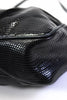 GUCCI ITALY Black Embossed Snakeskin Ruched Logo Snap Closure Shoulder Bag / Evening Bag / Tuck in Strap Clutch