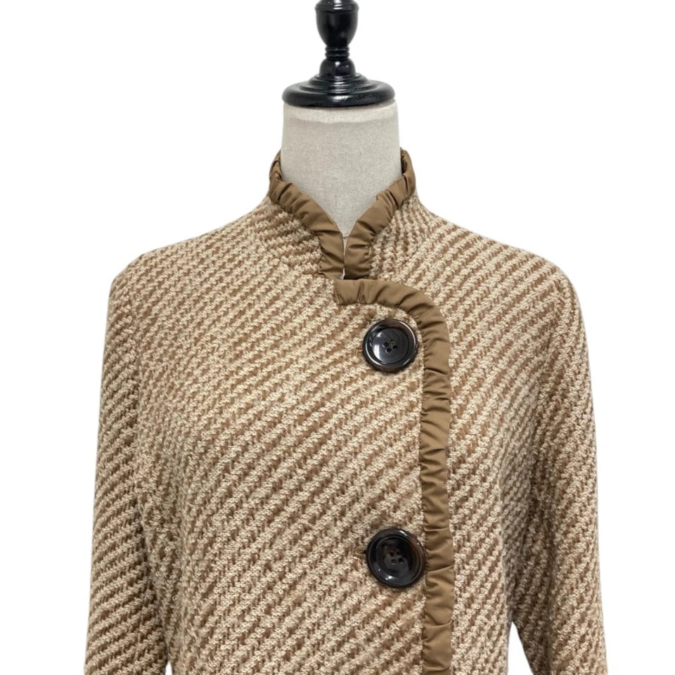 HIROKO KOSHINO JAPAN. BIS. Brown Wool Tweed Long Coat