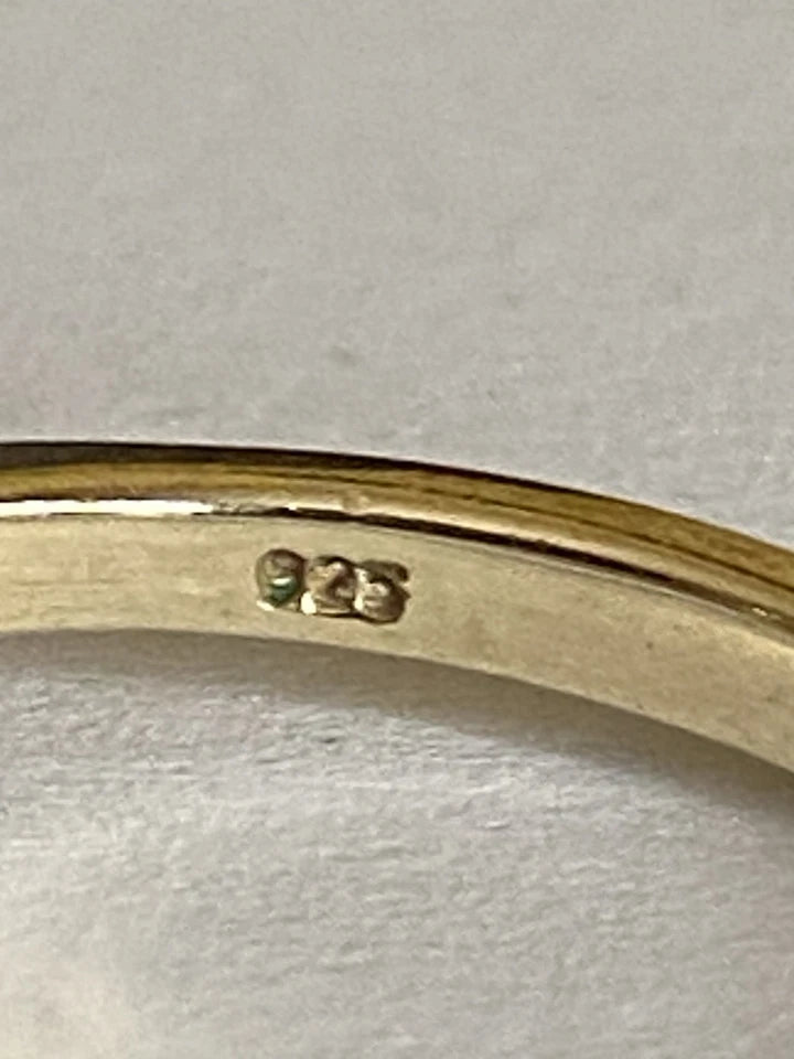 Gold Vermeil LONDON. Vintage Circa 2000. Gilt Sterling Silver Pink Tourmaline Solitaire Ring Size N1/2
