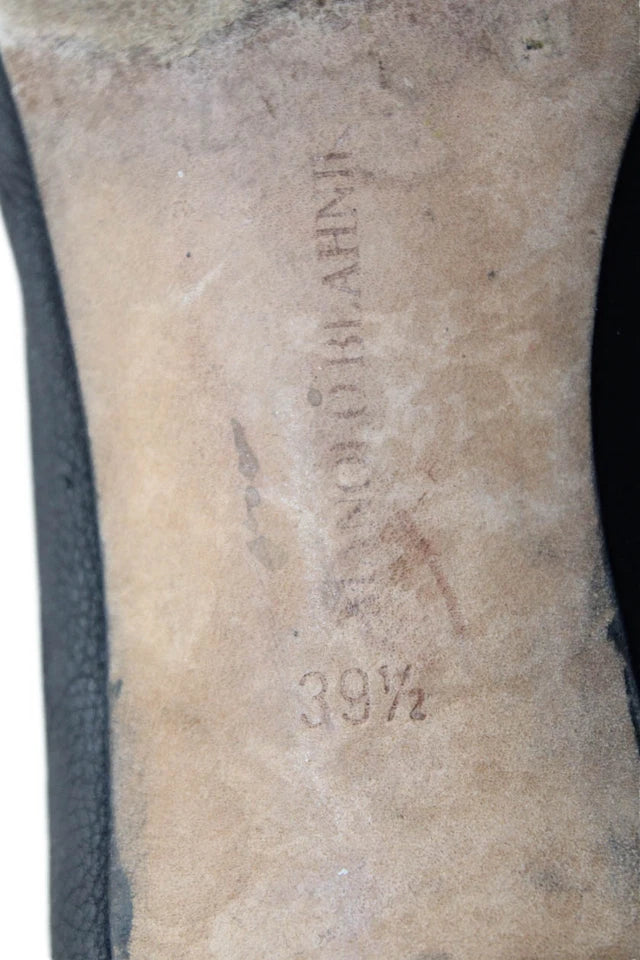 Manolo Blahnik Paris. Black Pointed Toe Animal Print Kitten Heels Size EUR 39.5