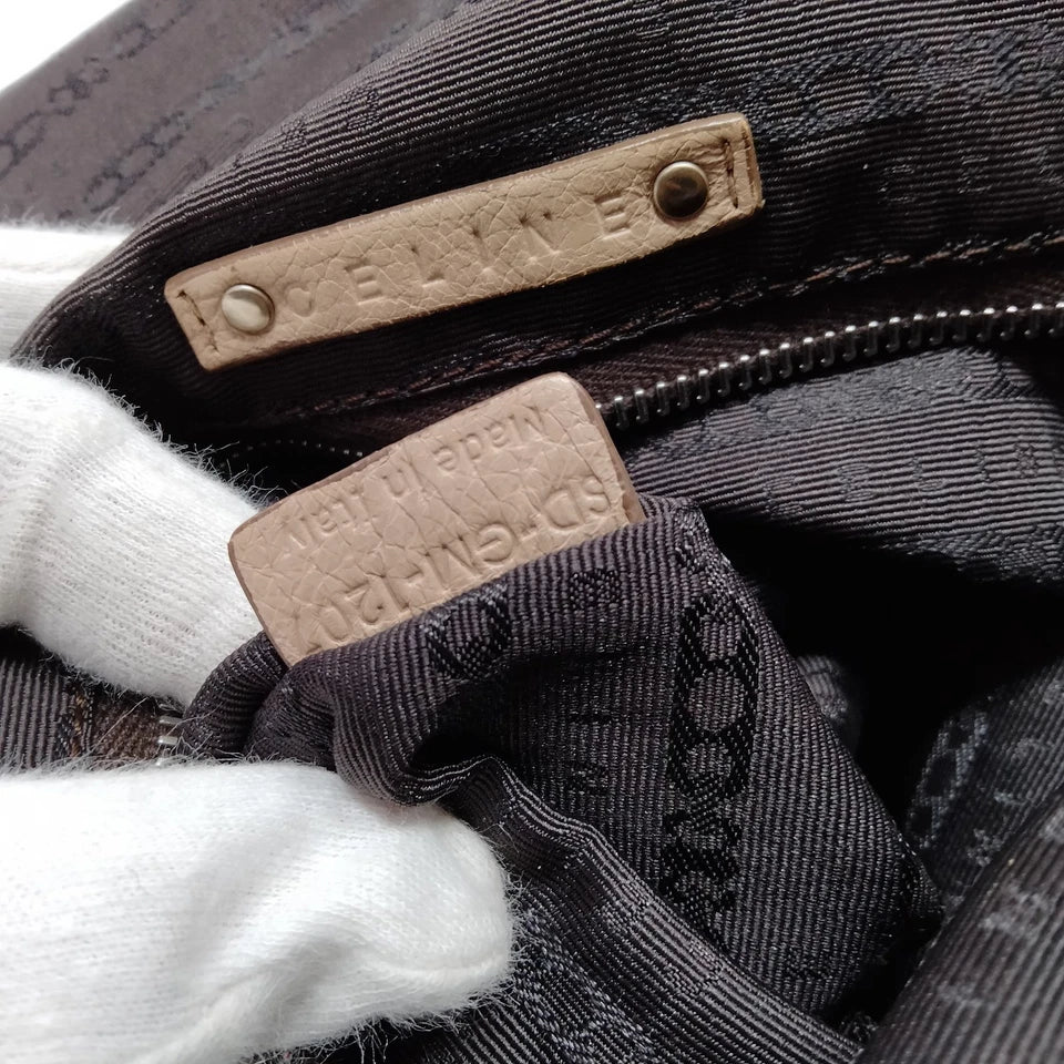 CELINE PARIS. Vintage Beige Leather Shoulder Bag / Hand Bag