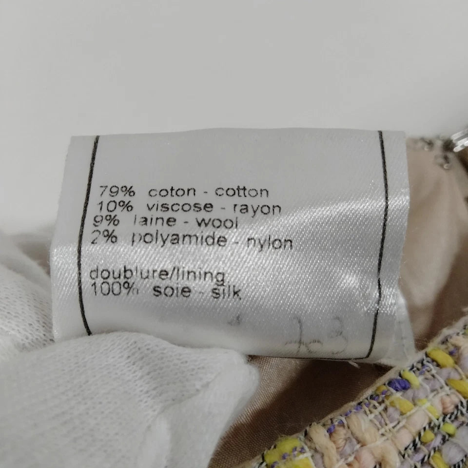 Chanel Paris. Multi-Color Light Weight Tweed Cotton Rayon Wool Skirt