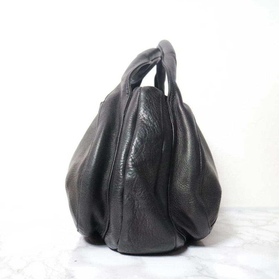 MICHIAMO JAPAN. Black Kipp Soft Leather Luxury Handbag