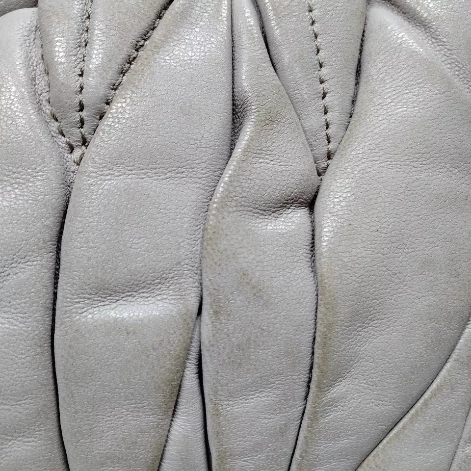 Miu Miu Italy Gray Matelasse Leather Hand Bag / Shoulder Bag