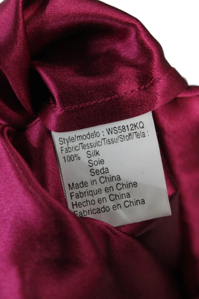 Calvin Klein NYC. Dark Pink Knee Length Sleeveless Zip Silk Slip Dress