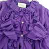 Gucci Italy. Violet Semi Sheer Silk Ruffles Accents Blouse