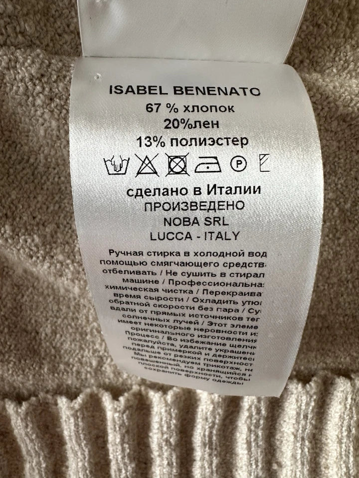 Isabel Benenato Italy. Wheat Color Cotton/Linen Ecru Sweater