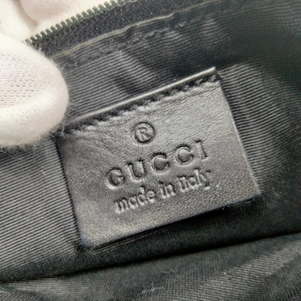 Gucci Italy. Black Canvas/Leather Logos Shoulderbag/ Handbag