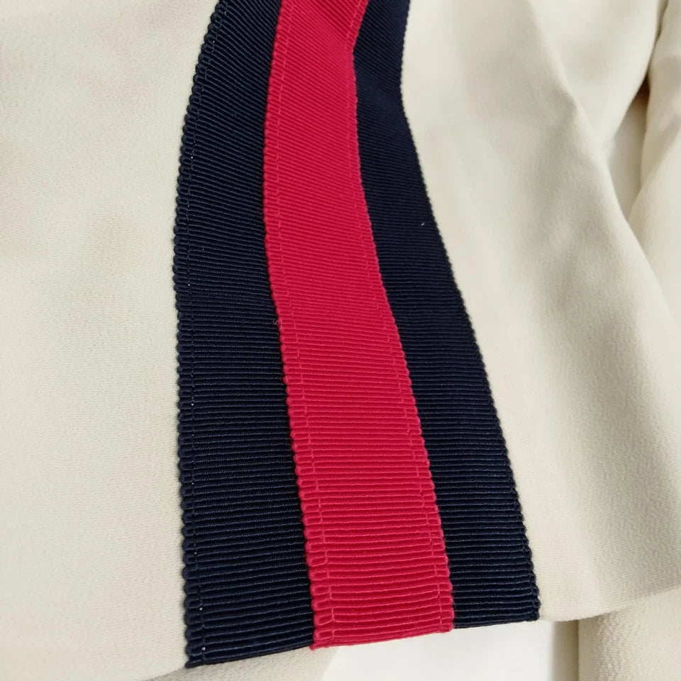 Gucci Italy. Vintage Wide Leg Rayon/Polyurethane Pants  w/ Red/Blue Stripe Accents on Reverse