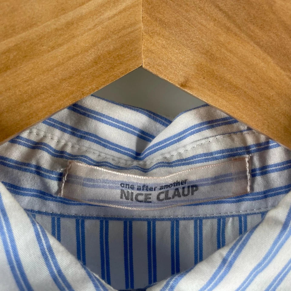 NICE CLAUP JAPAN. Cotton Striped One Piece Tiered Dress