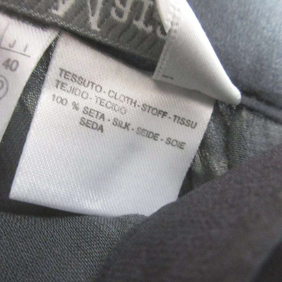 MAX MARA ITALY. Gray 100% silk tie-dye striped midi skirt