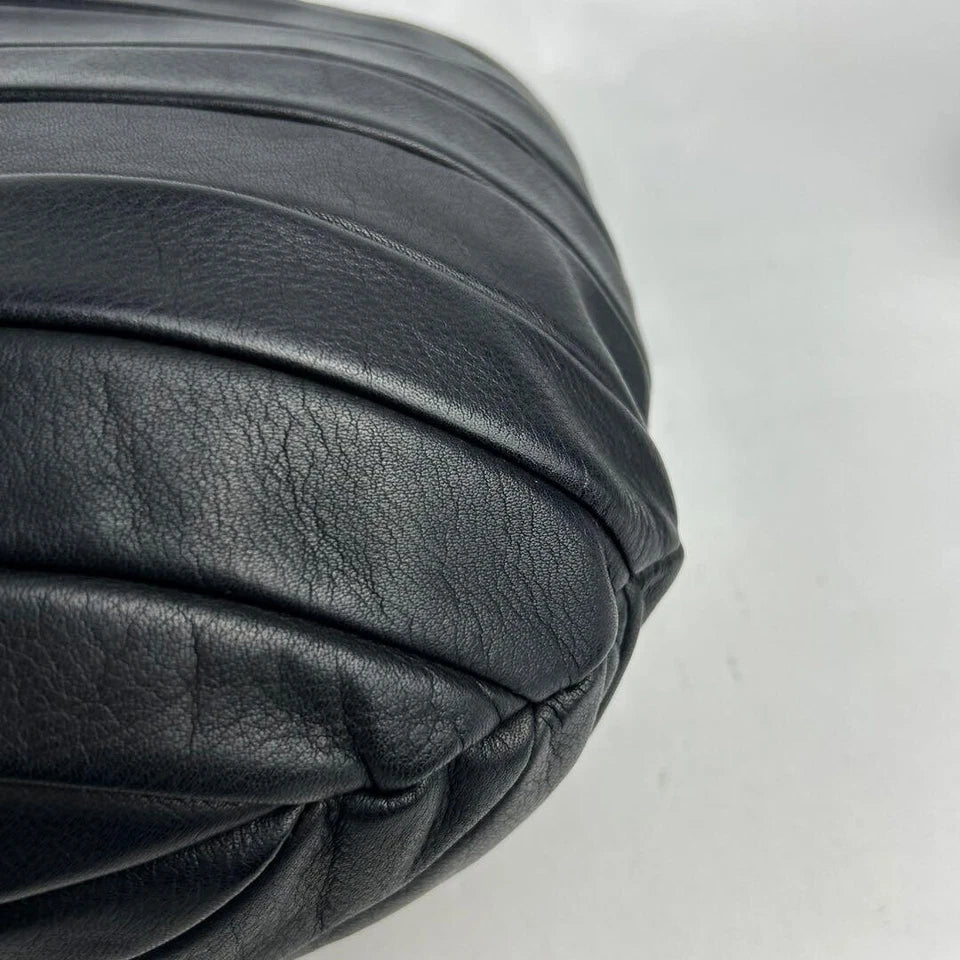KAWA KAWA JAPAN. Black Lambskin Quilted Leather Tote Bag / Shoulder Bag