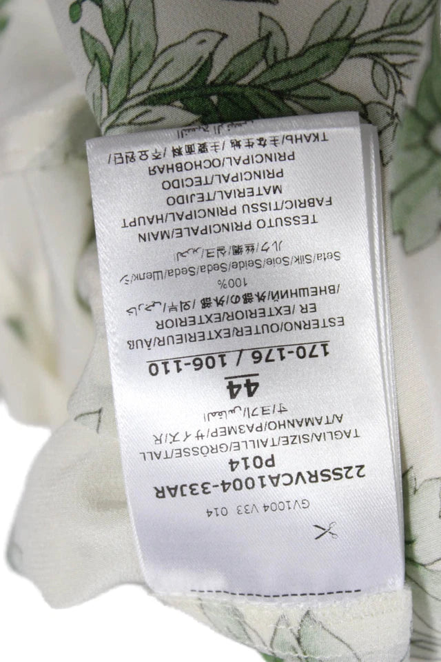 Giambattista Valli ITALY. Floral Ivory Short Sleeve Silk Tunic Blouse