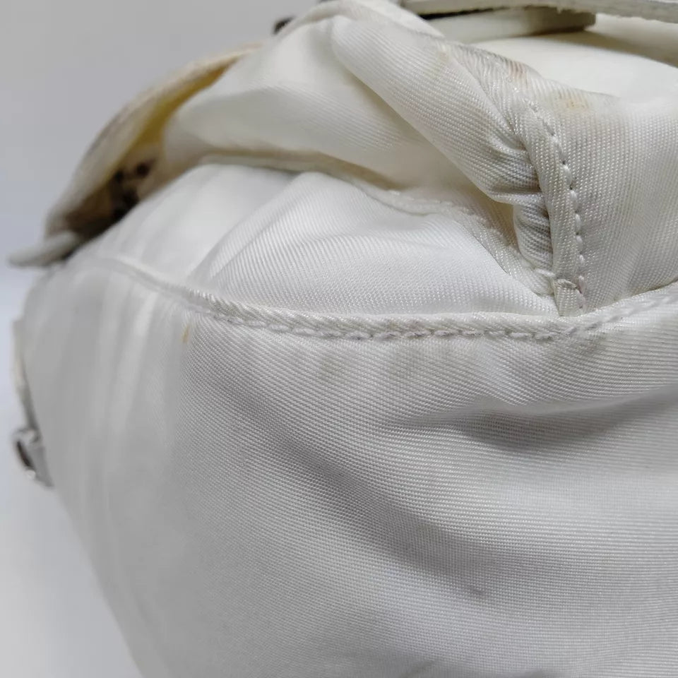 Prada Italy. White Tessuto Nylon Vintage Crossbody Bag