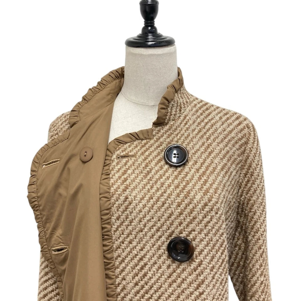 HIROKO KOSHINO JAPAN. BIS. Brown Wool Tweed Long Coat